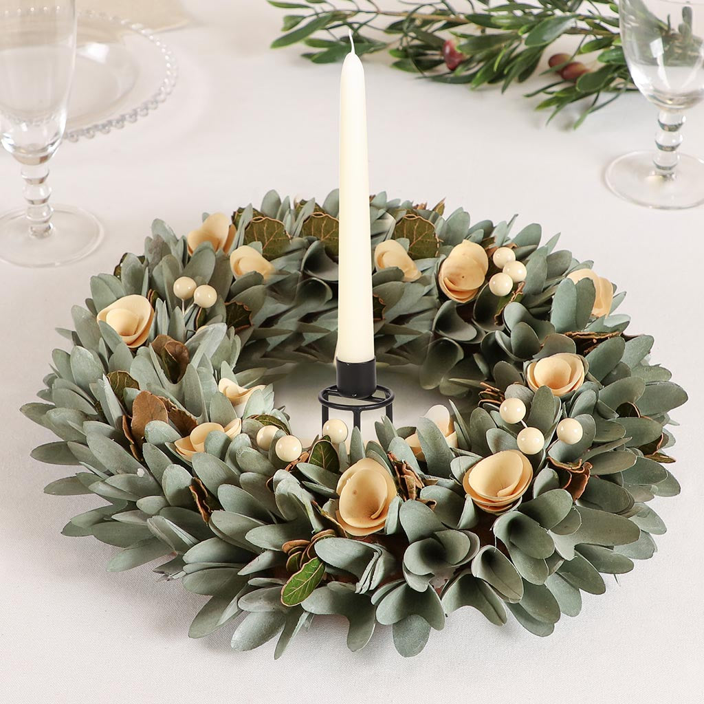 Winter Roses Candle Holder Centrepiece