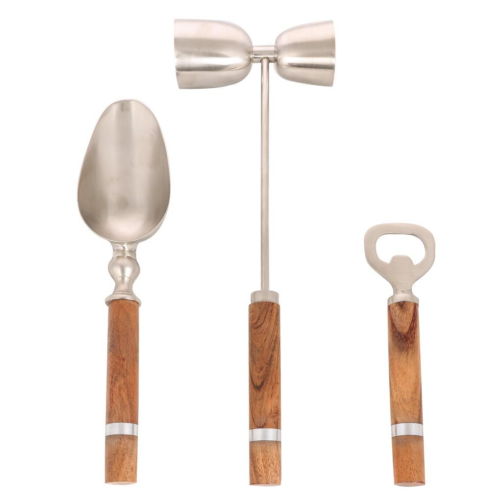 Wood Handle Barware Tool Set