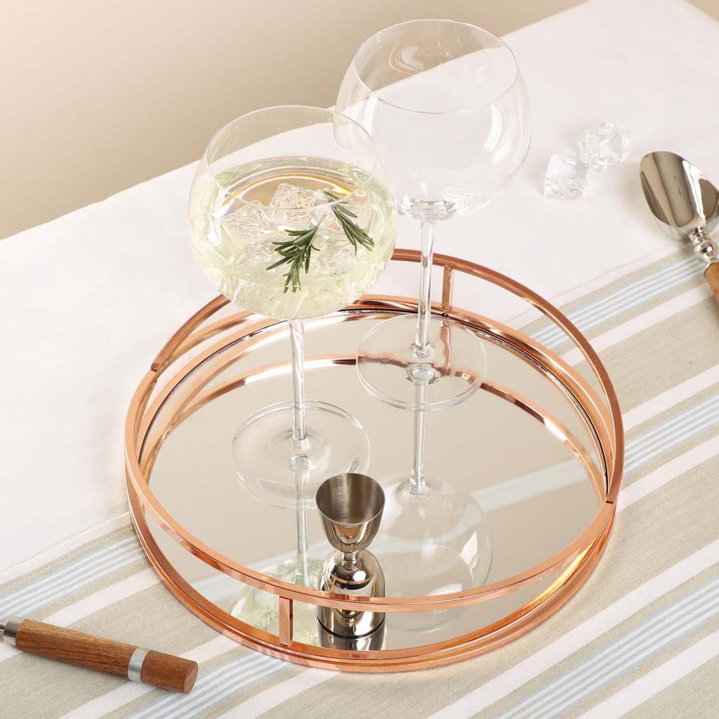 gold mirrored bar tray