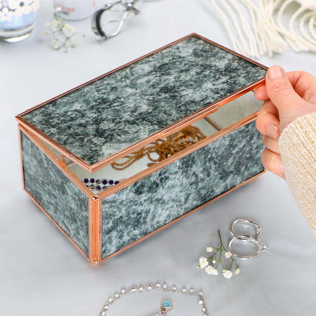Bridesmaid Maid of Honour Gift Rose Marble Jewellery Box