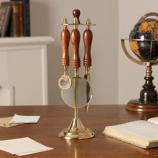 Cavendish Brass and Wood Desk Accessories with Stand