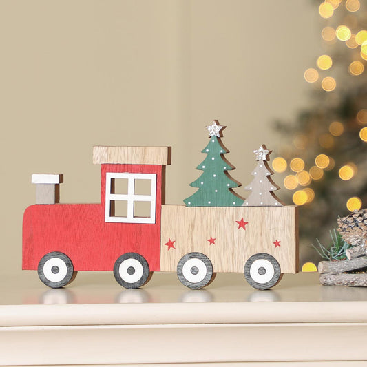 Wooden Christmas Train Decoration