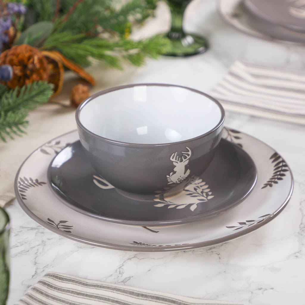 grey stag christmas dinner tableware