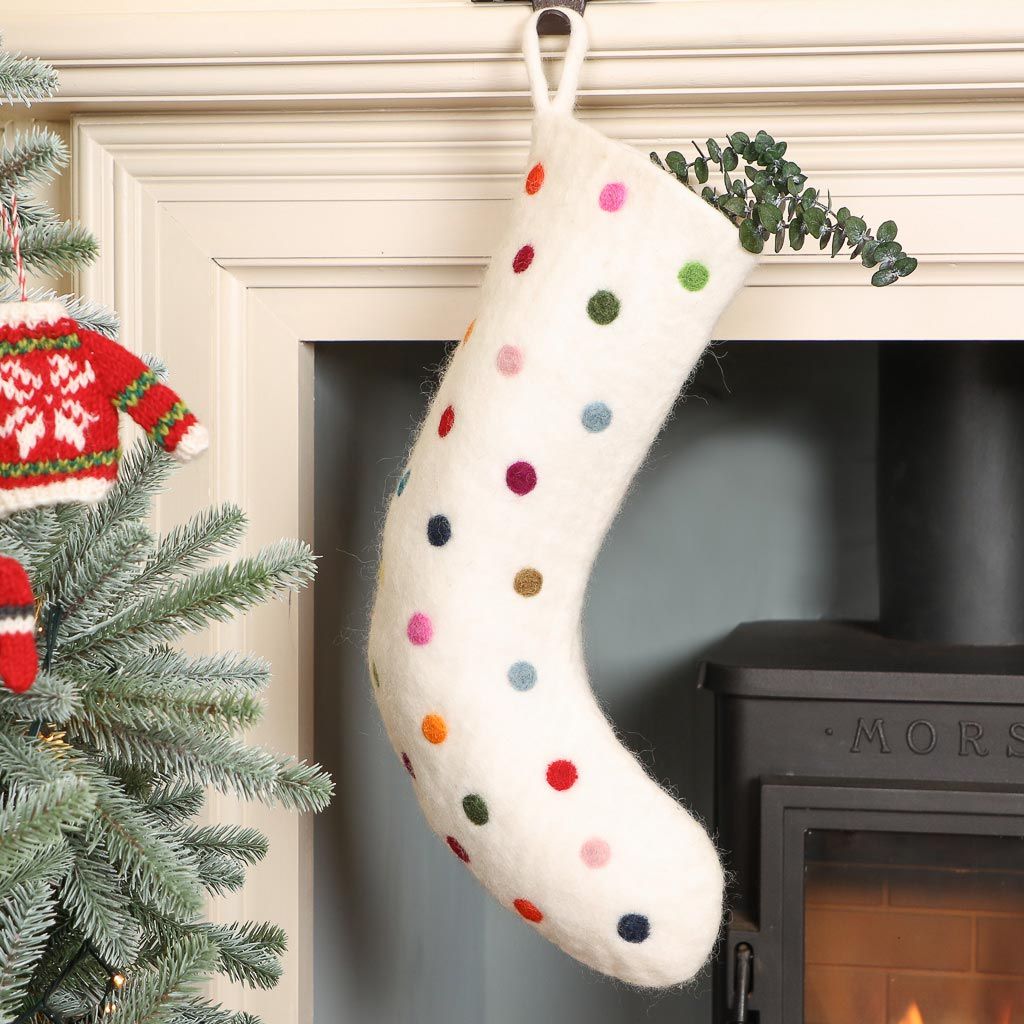 Fair Trade Polka Dot Christmas Stocking