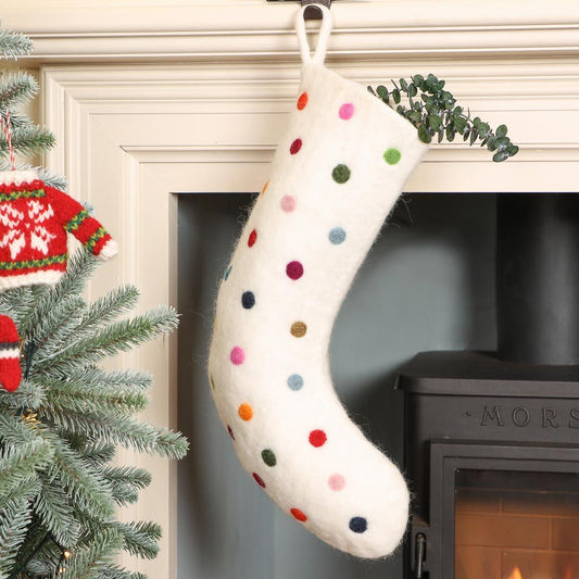 Fair Trade Polka Dot Christmas Stocking