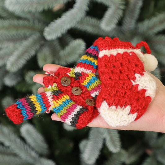 Set of 2 Fairtrade Hand Knitted Jumper & Stocking Tree Decorations