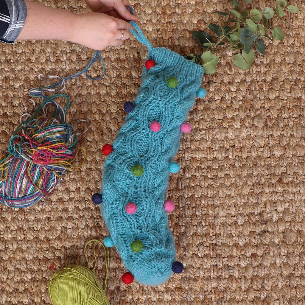 Fair Trade Knitted Pom Pom Stockings
