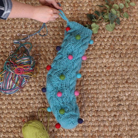 Fair Trade Knitted Pom Pom Stockings
