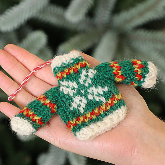 Fair Trade Knitted Snowflake Jumper Decoration