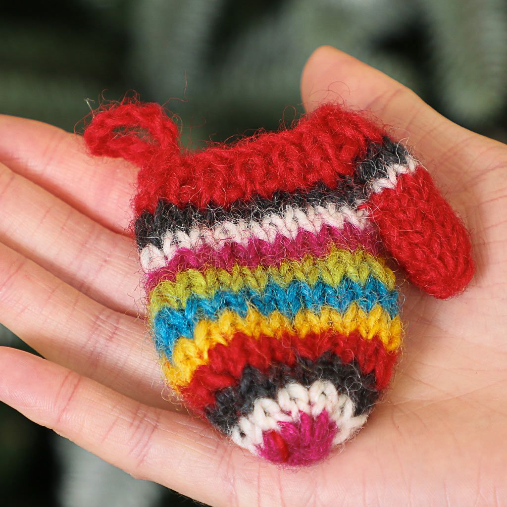 Fair Trade Knitted Mitten Christmas Decoration
