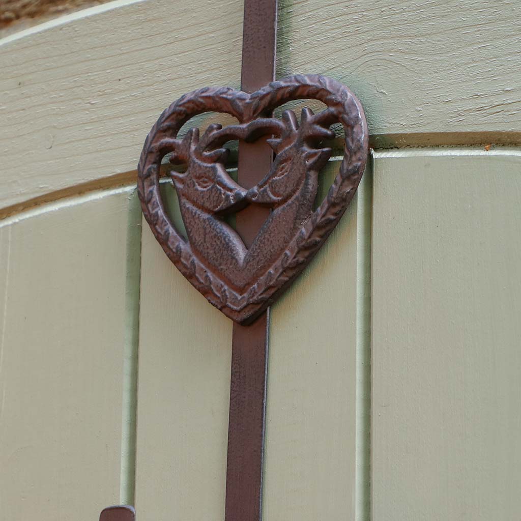 Detailed Antique Brown Festive Deer and Dow Wreath Hook