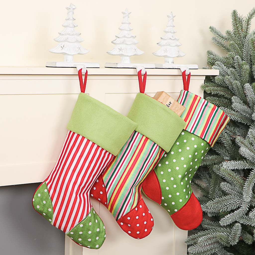 Set of 3 Brightly Coloured Polka Dot Stockings