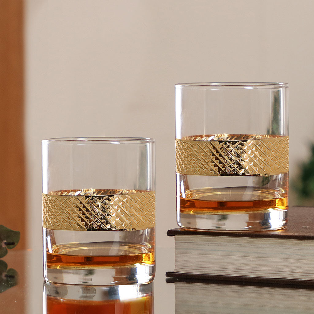 Gold Diamond Embossed Decorative Glasses