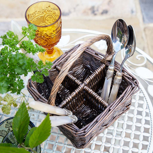 wicker cutlery basket
