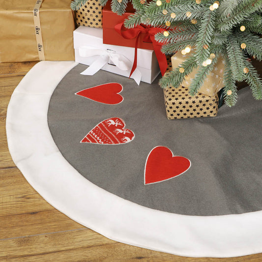 Nordic Tree Skirt Grey White Red