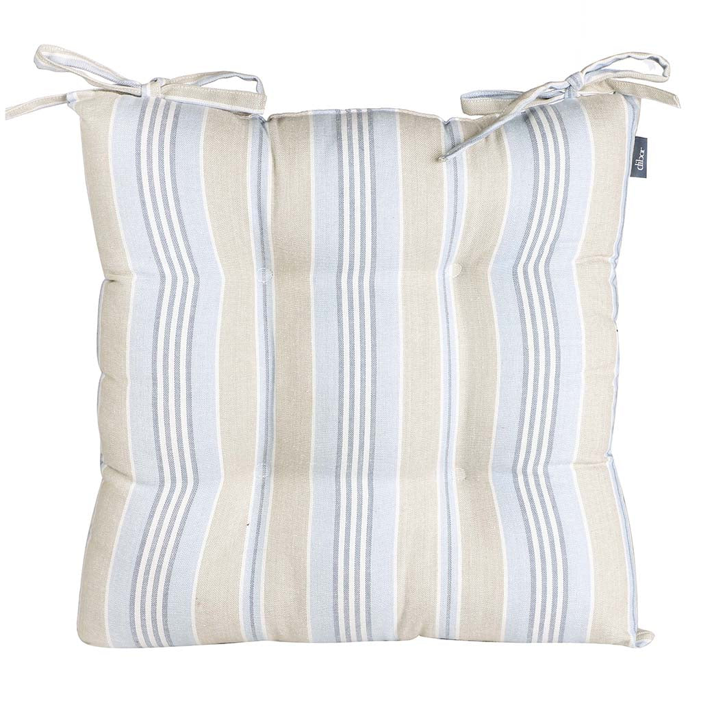 Set of 2 Oxford Blue Stripe Seat Pads with Ties