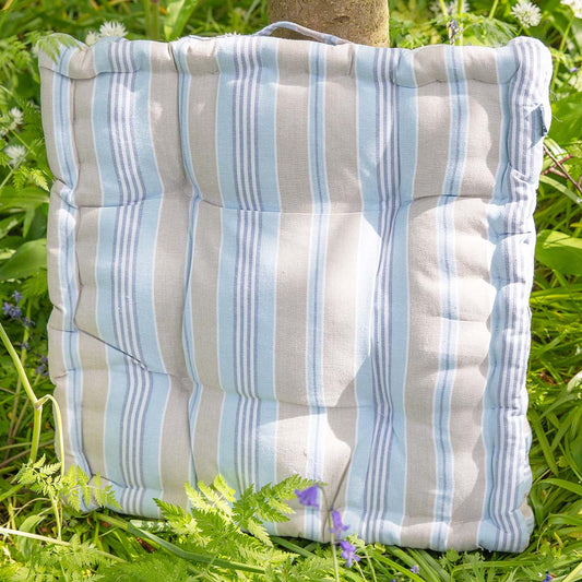Oxford Stripe Seat Pad Outdoor Blue Garden Box Cushion