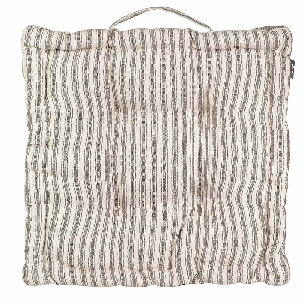 Set of 2 Grey Stripe Cushion Seat Pads