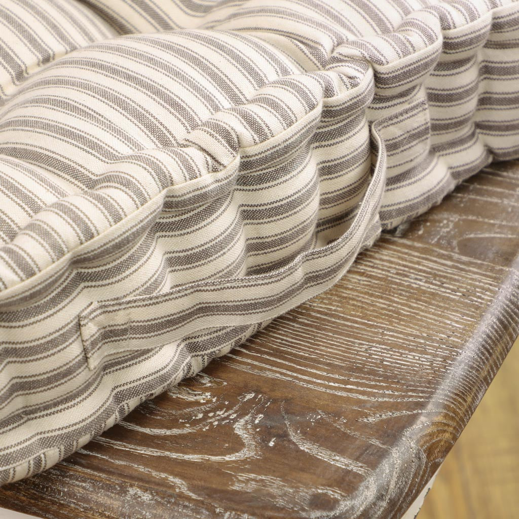 Set of 2 Grey Stripe Cushion Seat Pads