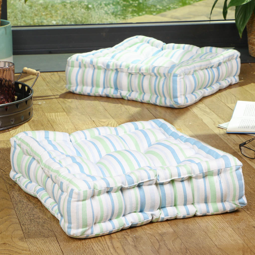 Set of 2 Tenby Stripe Mattress Cushion Seat Pads