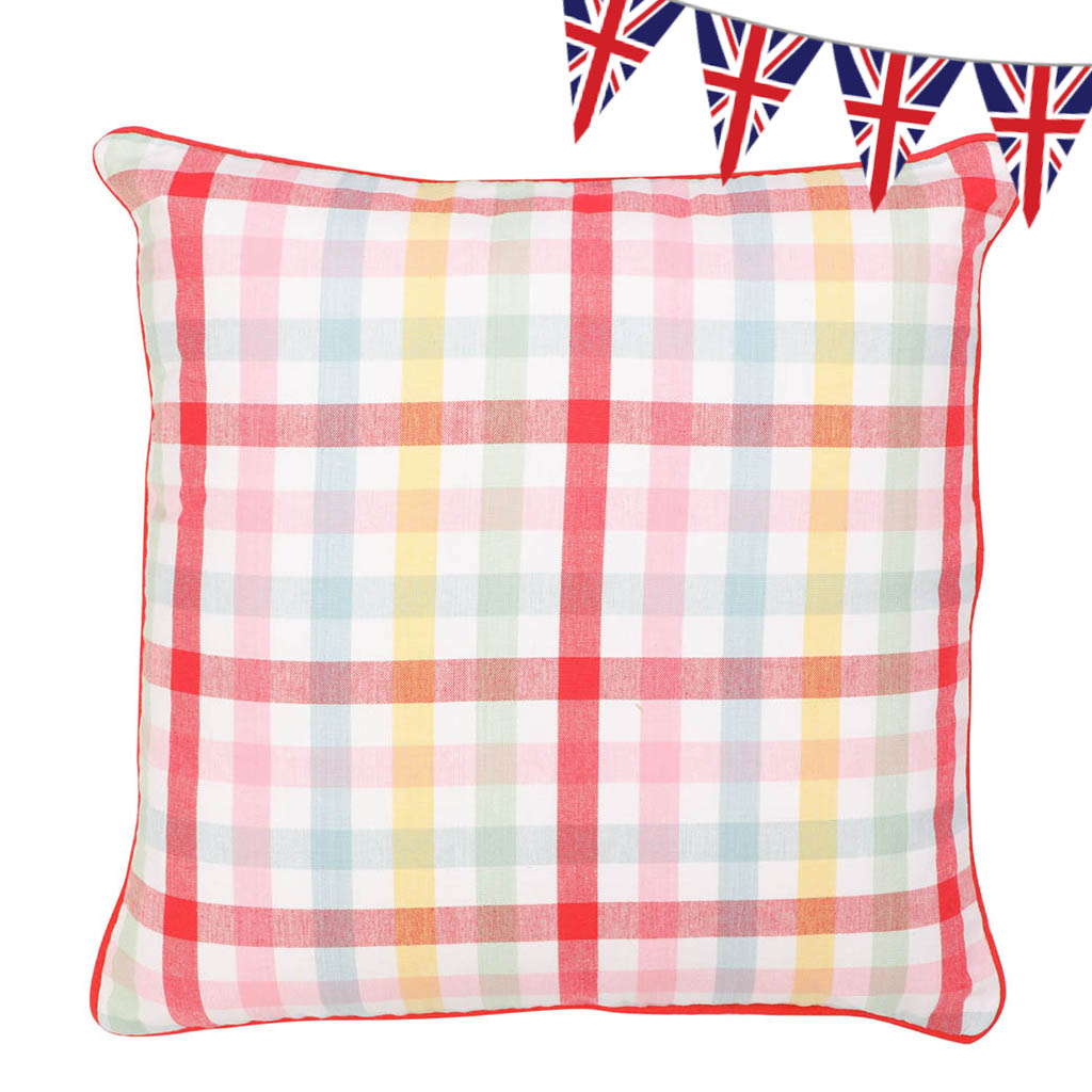 gingham outdoor cushion with cover