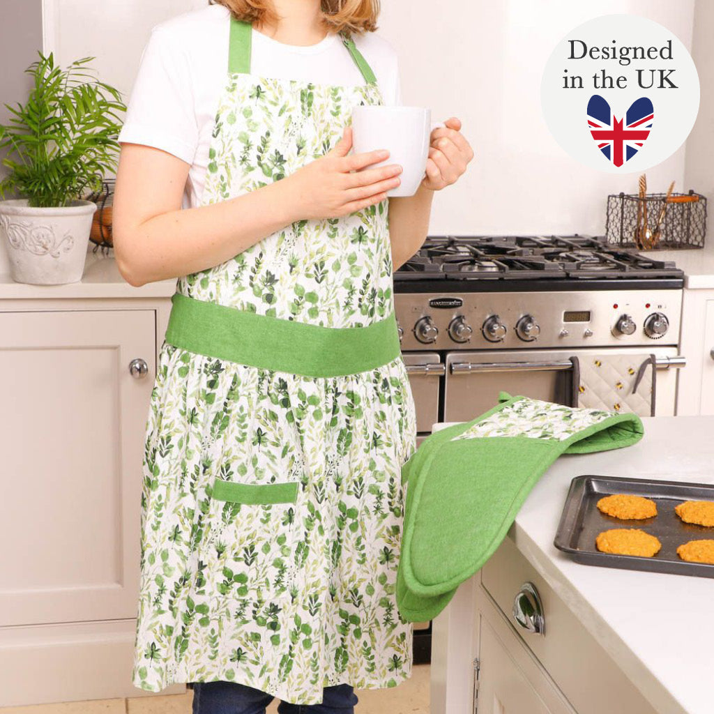 Adult leaf print kitchen apron