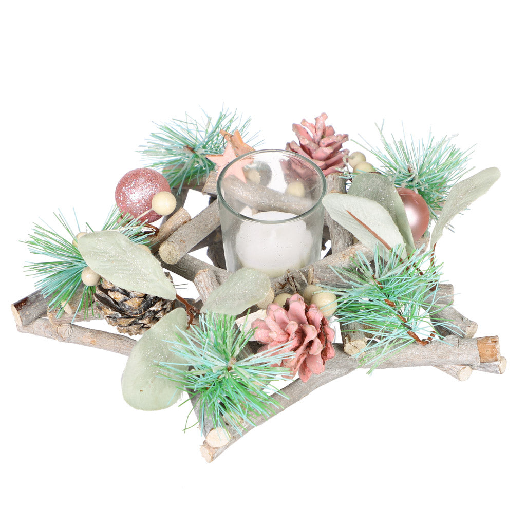 pink glitter candle holder christmas