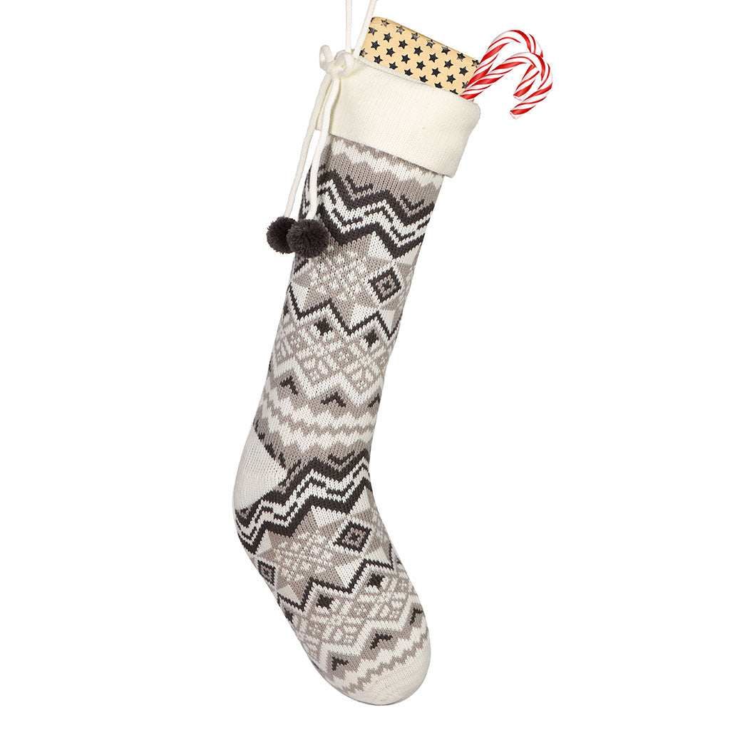 Shetland Grey and White Fairisle Christmas Stocking