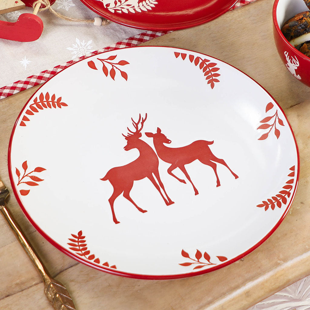 Red stag christmas plates and dinner set