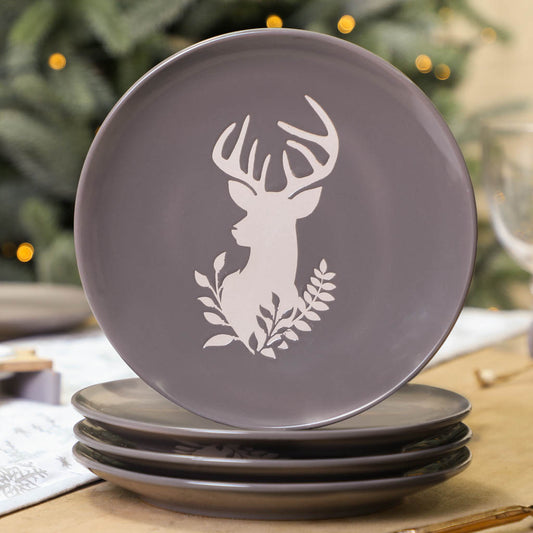 grey stag christmas tableware set