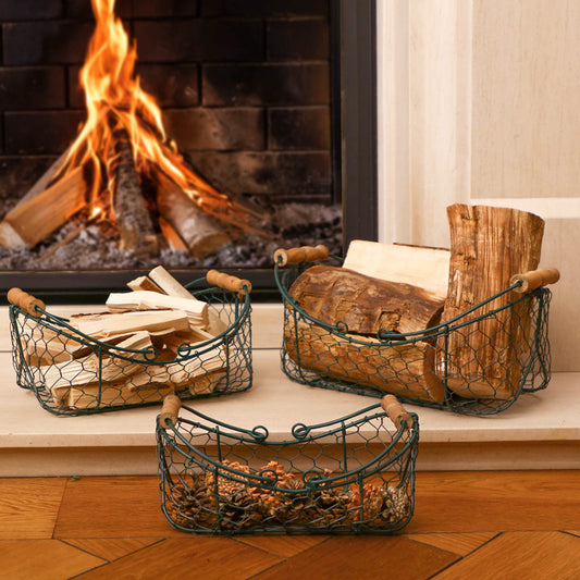 fireplace log storage basket