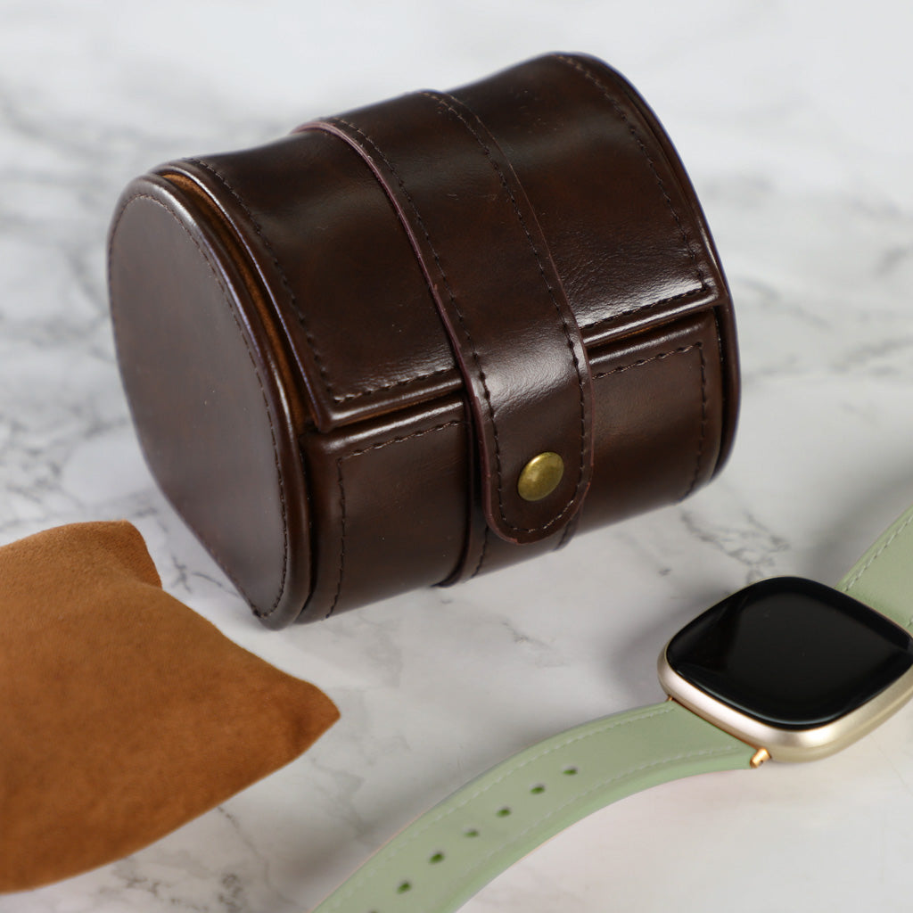 Rich Brown Leather Travel Watch Box