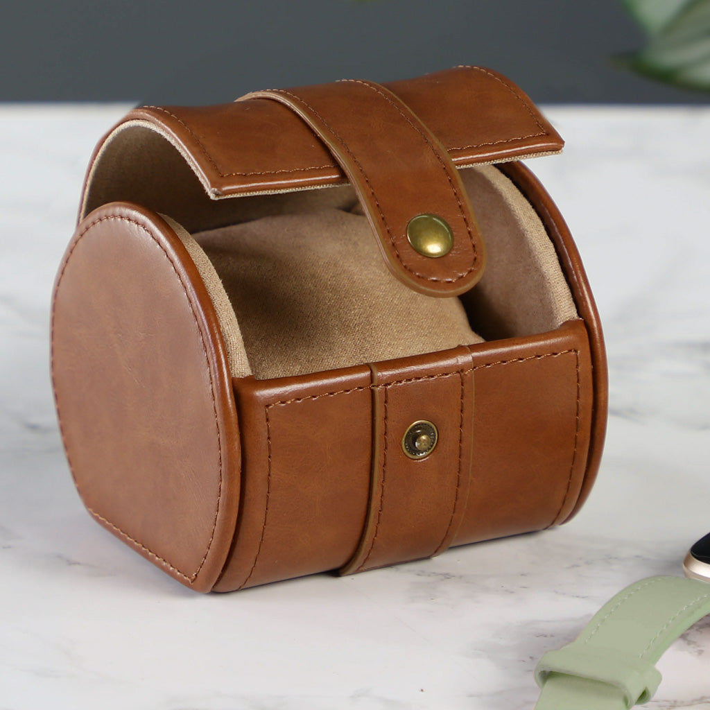 Tan Brown Leather Travel Watch Holder