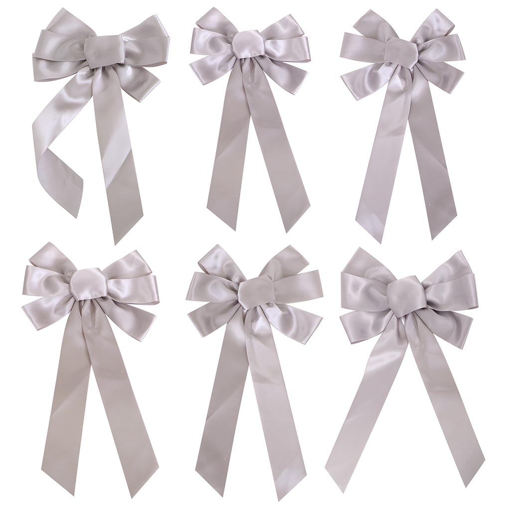 Set of 6 Large Silver Craft Bows