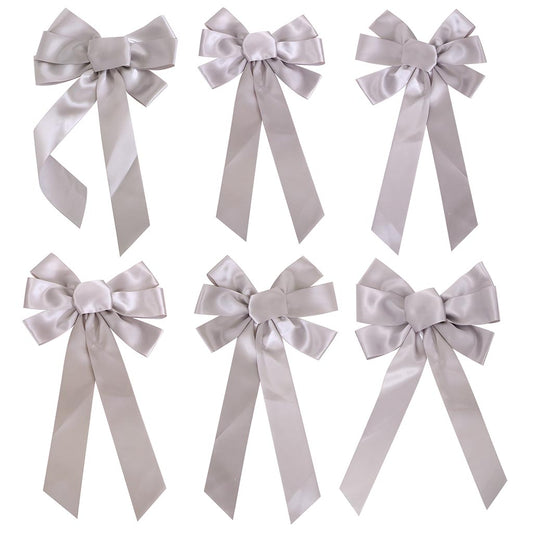 Set of 6 Large Silver Craft Bows