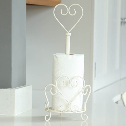 Vintage Ivory Heart Kitchen Roll Holder