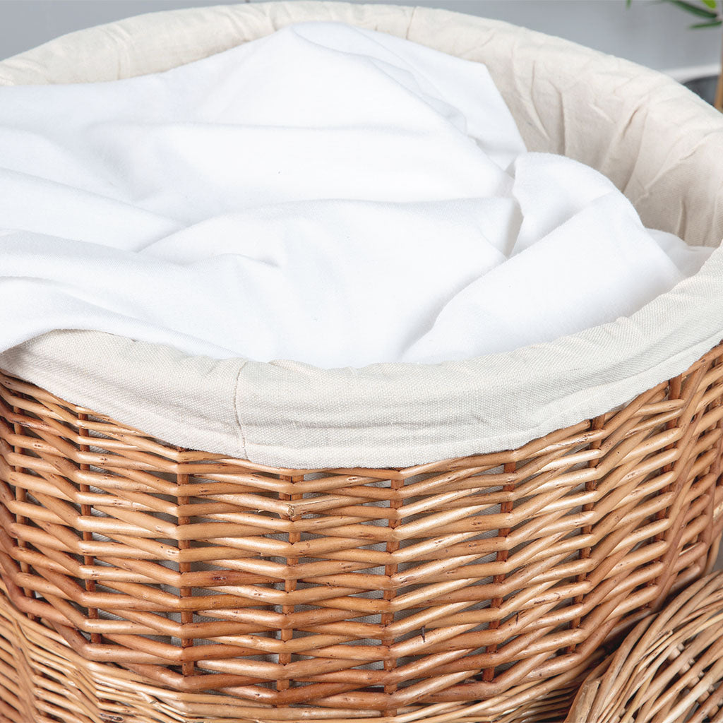 Large Wicker Storage Basket with Cotton Lining