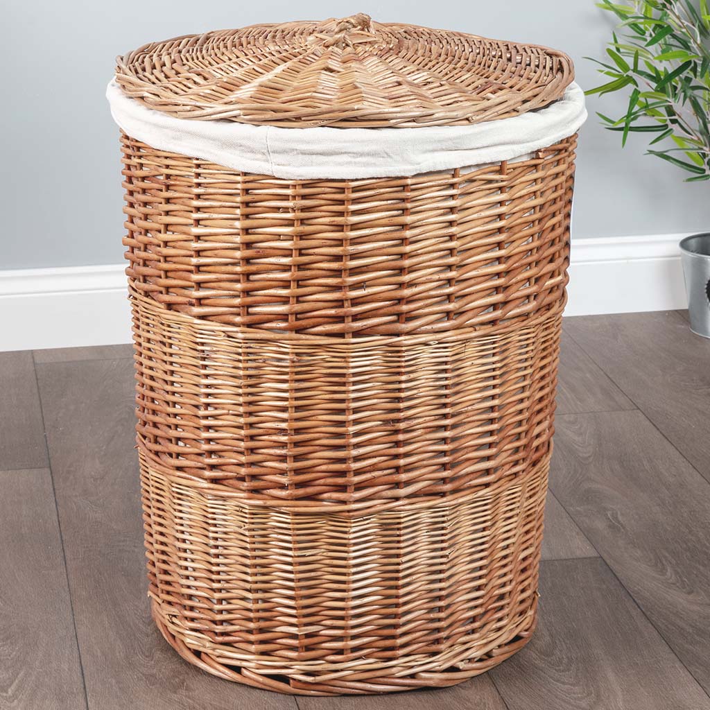 Large Wicker Storage Basket with Cotton Lining