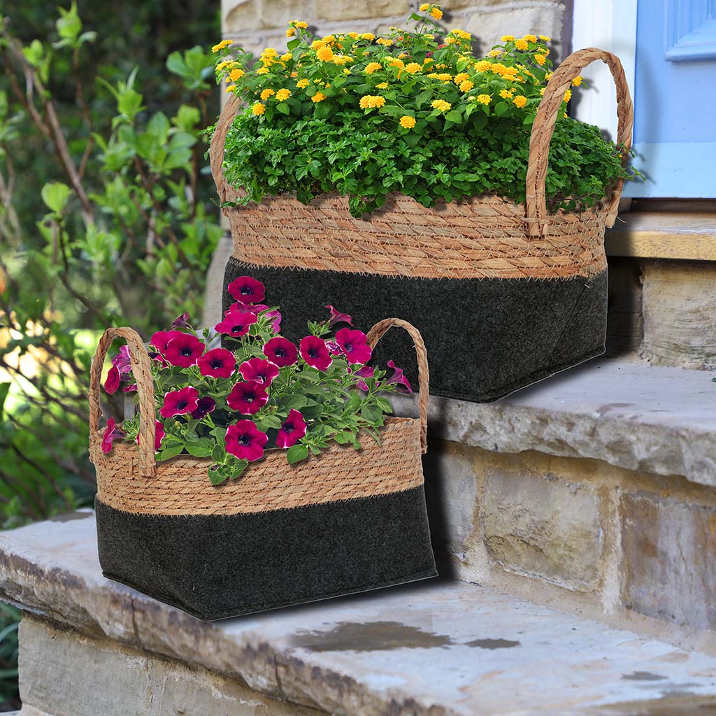 wicker planter basket set