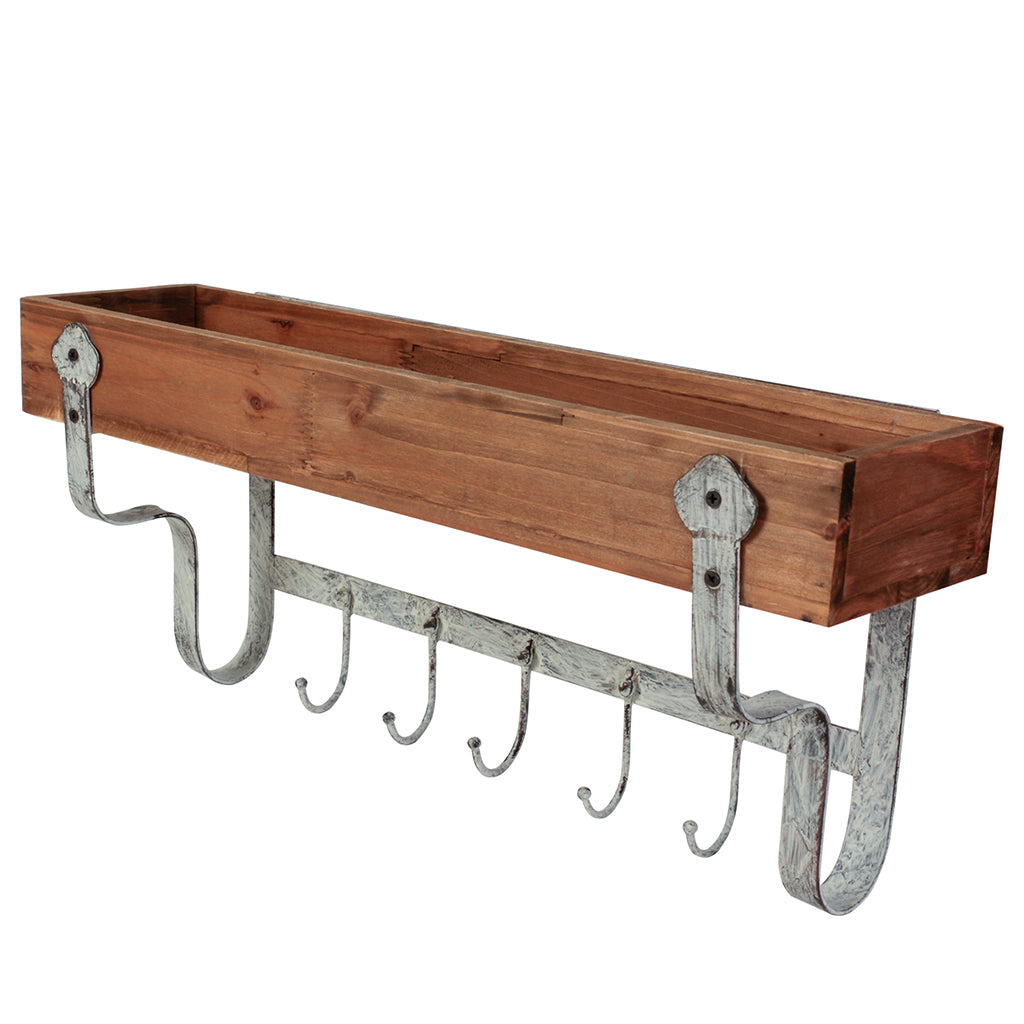 wall shelf with hooks