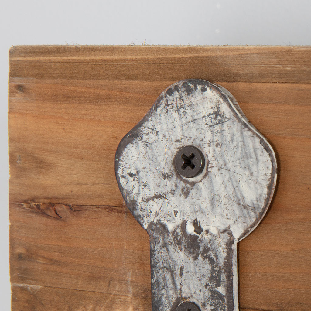 Wood and Metal Wall Shelf with Hooks