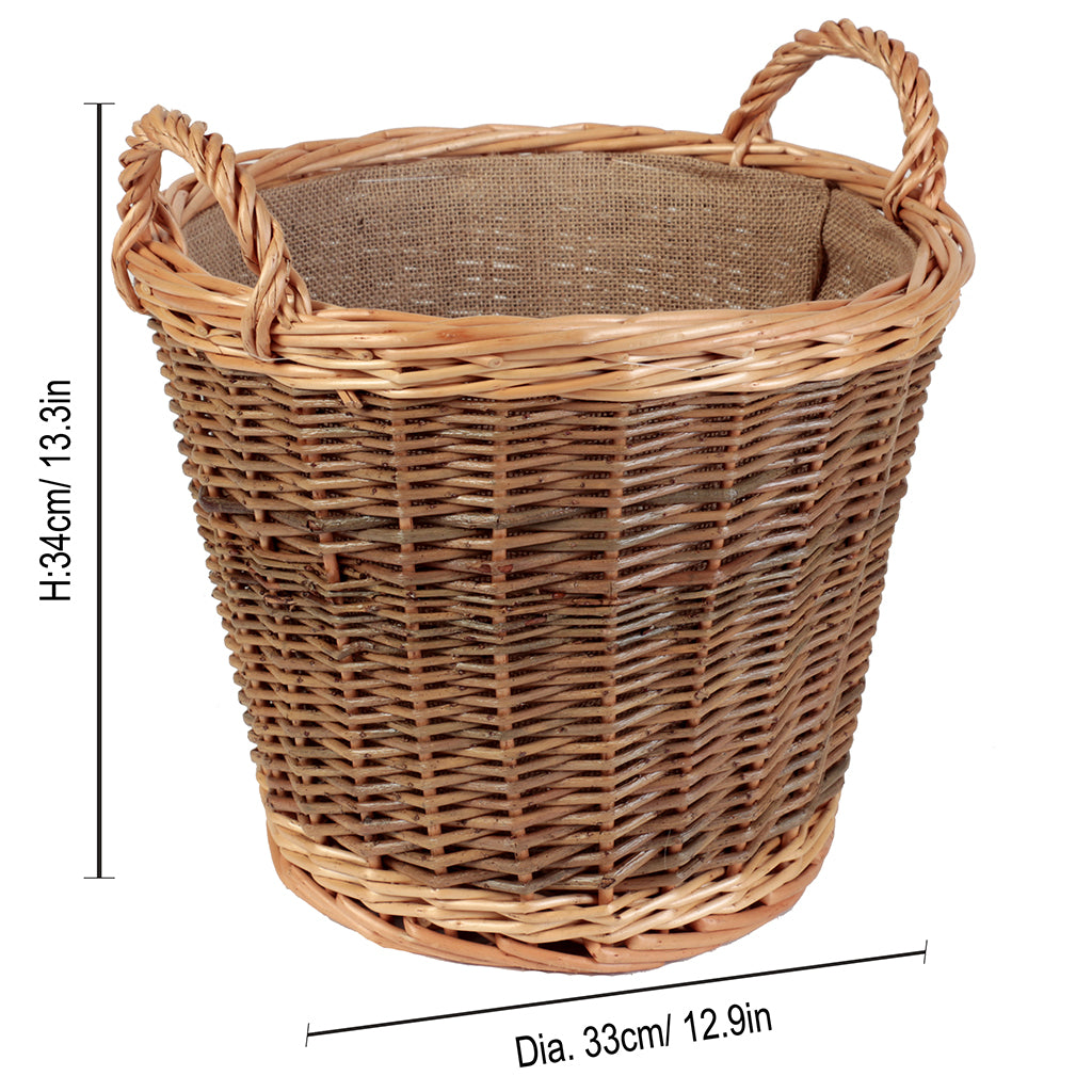 Small Wicker Log Basket With Lining