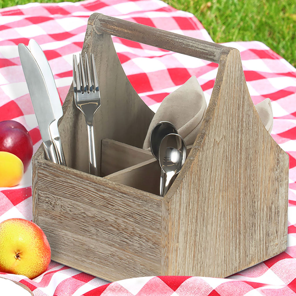 wooden cutlery caddy