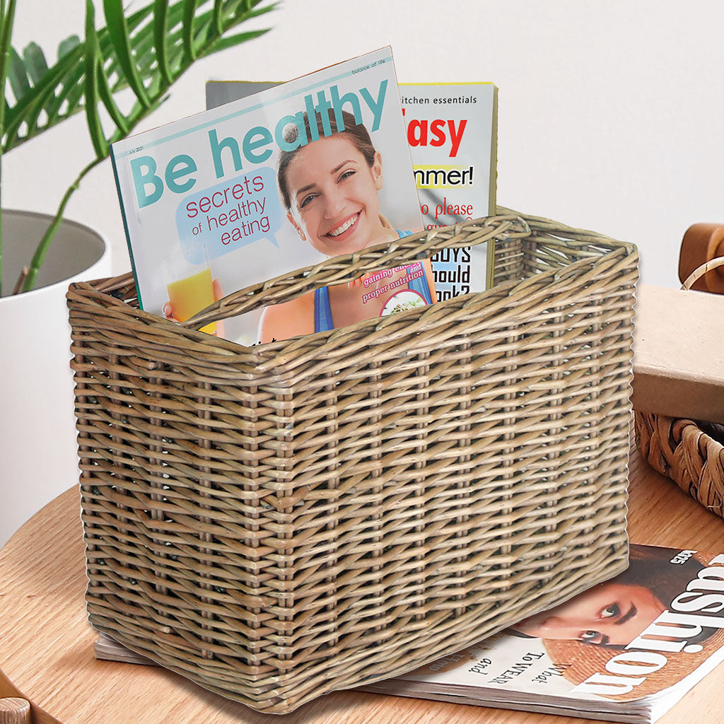 wicker magazine rack