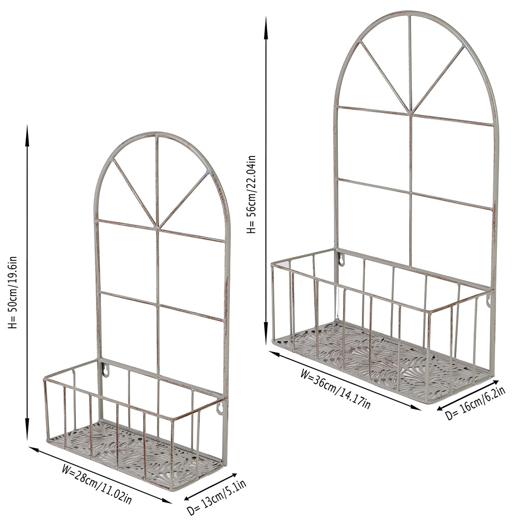 Set of 2 Arched Iron Wall Planters