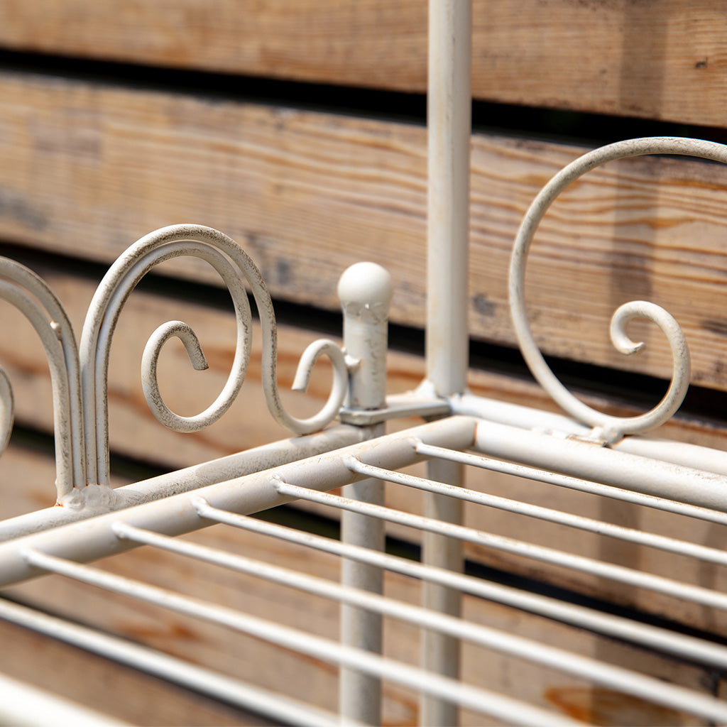 Cream Scrolled Four Tier Plant Rack