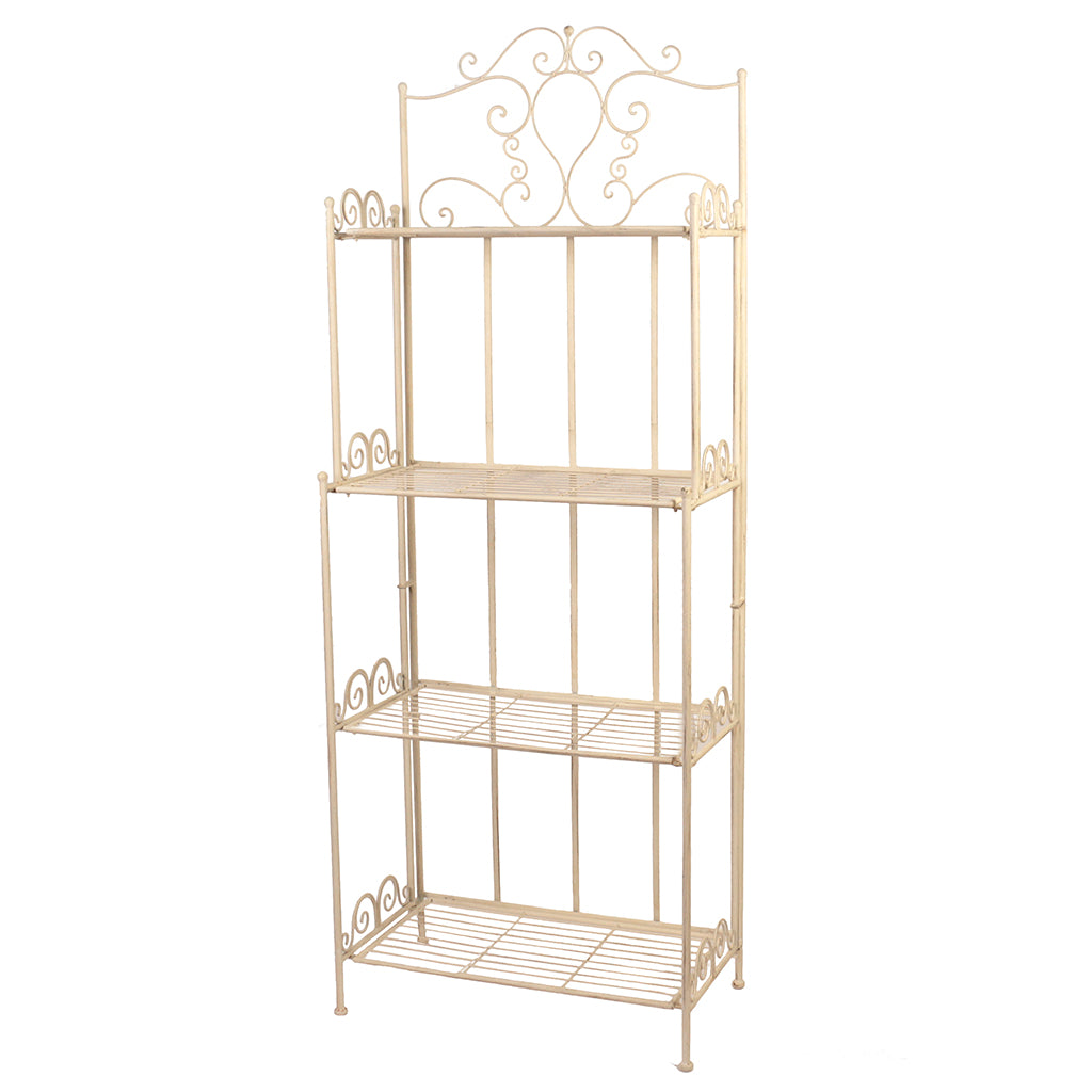 Cream Scrolled Four Tier Plant Rack