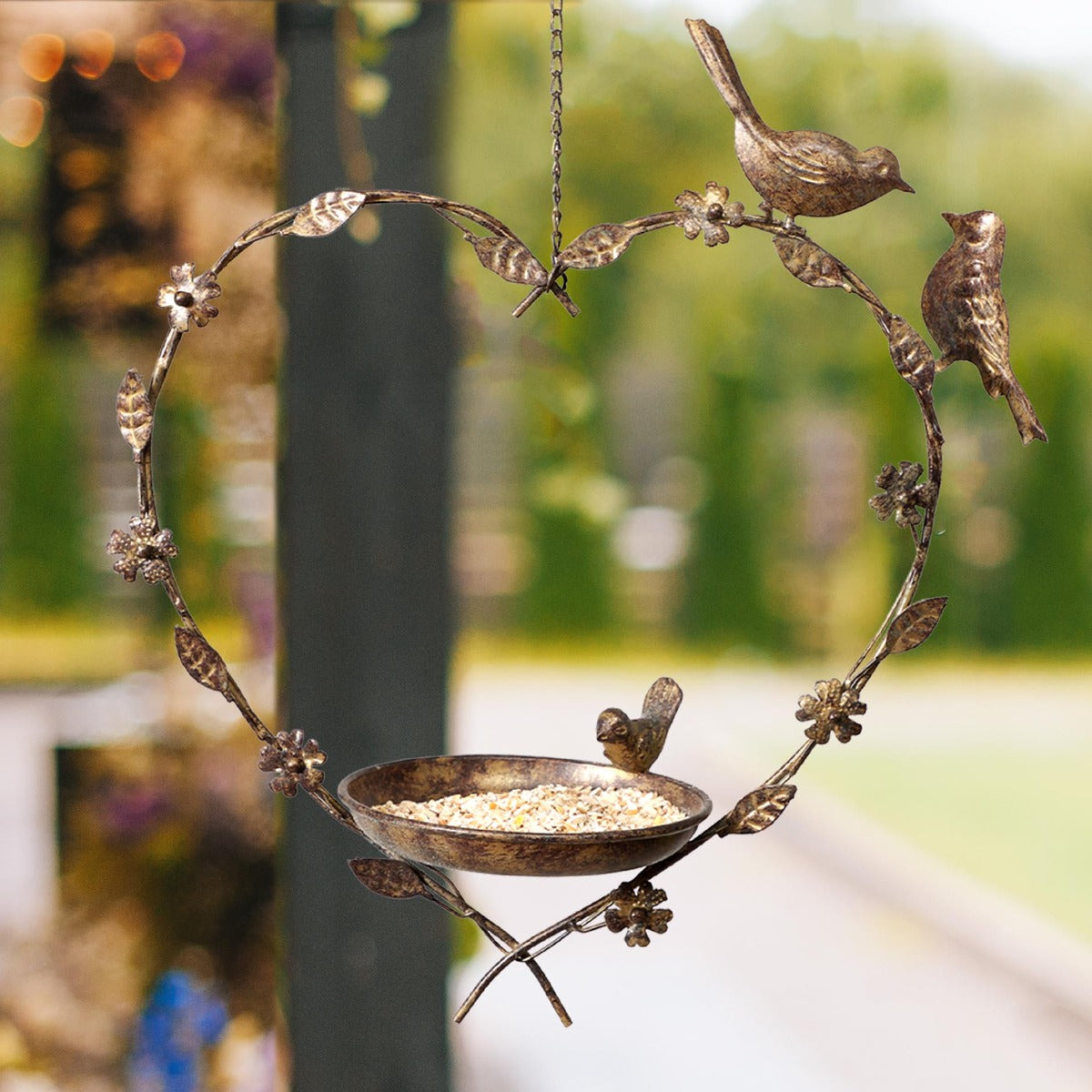 Love Birds Hanging Heart Bird Feeder Wedding Gift
