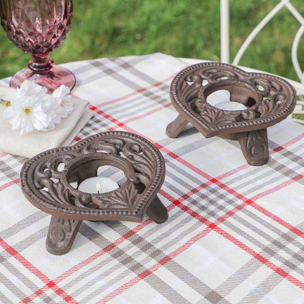 Cast Iron Heart Tealight Candle Holders